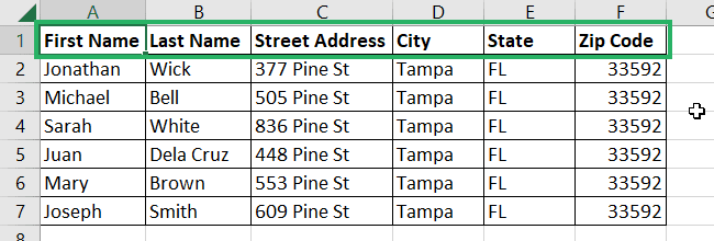 first, label the column headers