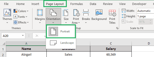 Page layout to change page margins. 