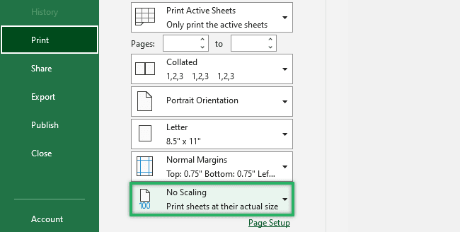 Using the Scaling option to avoid multiple sheets. 