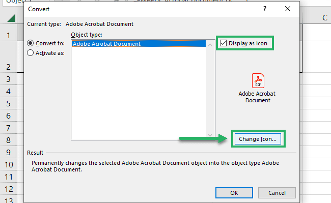 Convert dialog box