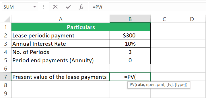 Excel PV function