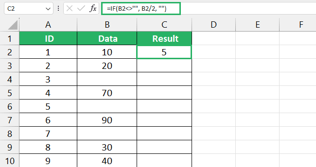 Formula returns result