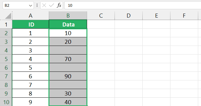 Select column B