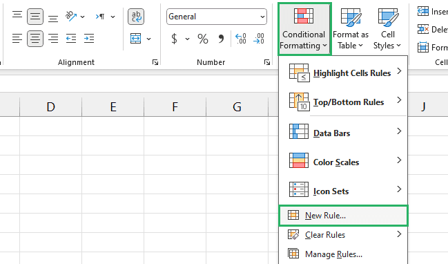 Conditional formatting option