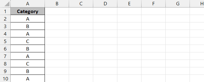 Sample data range in Excel spreadsheet