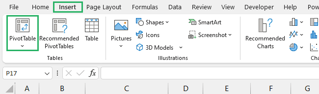 Pivot table applied to raw data in step 1 and step 2