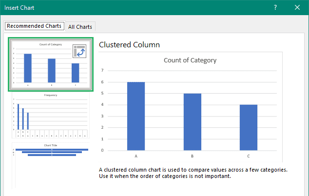 Select column chart - bar chart