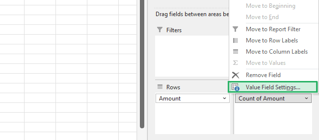 Select Value Field Settings and select Count