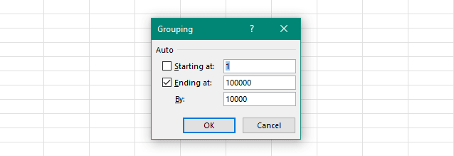 Group the values by bin range so all is set